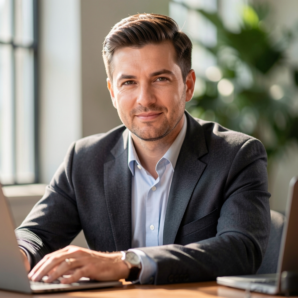 Editorial portrait of Tobias Marsden at a desk with natural side lighting, contributing editor at Kaldira Compendium